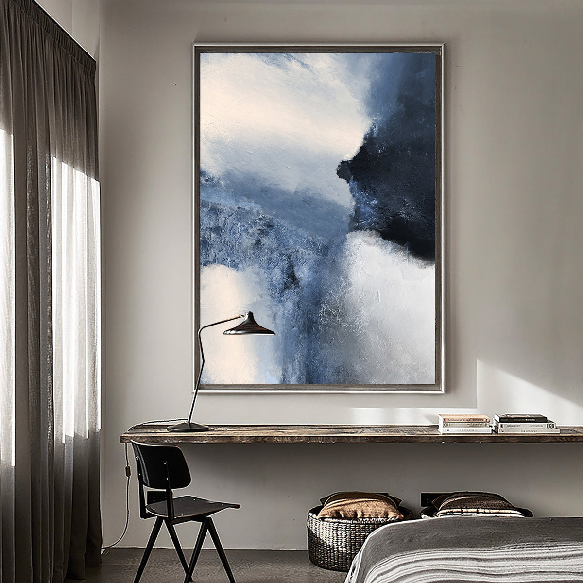 Blue White Cloud Oil Painting Hand Painted