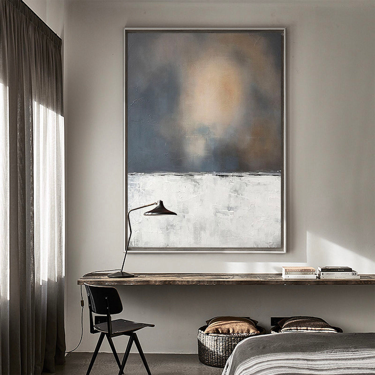Minimalist Horizon Abstract Painting Vertical Textured