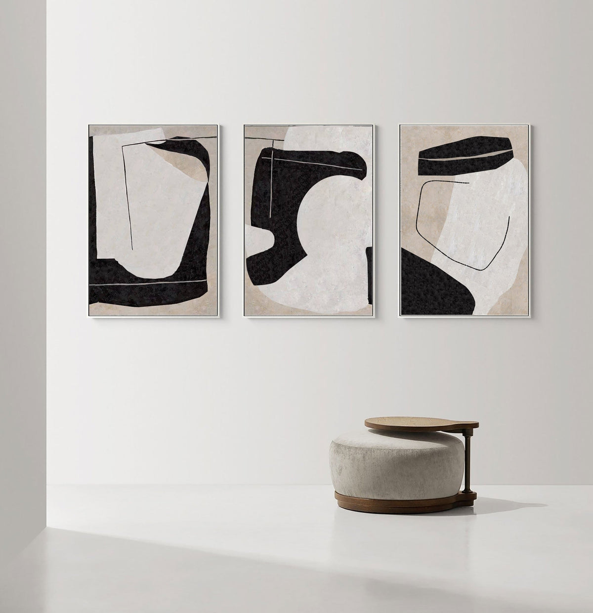 Neutral Organic Abstract Triptych Wall Art Set