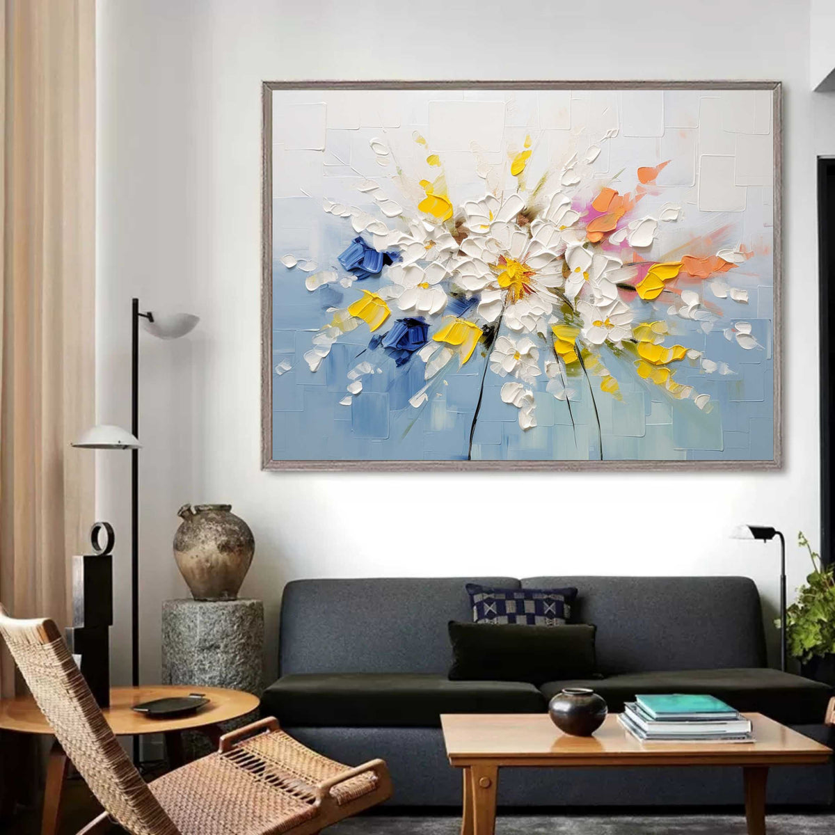 Tactile Impasto Floral Oil Painting Blooms Framed