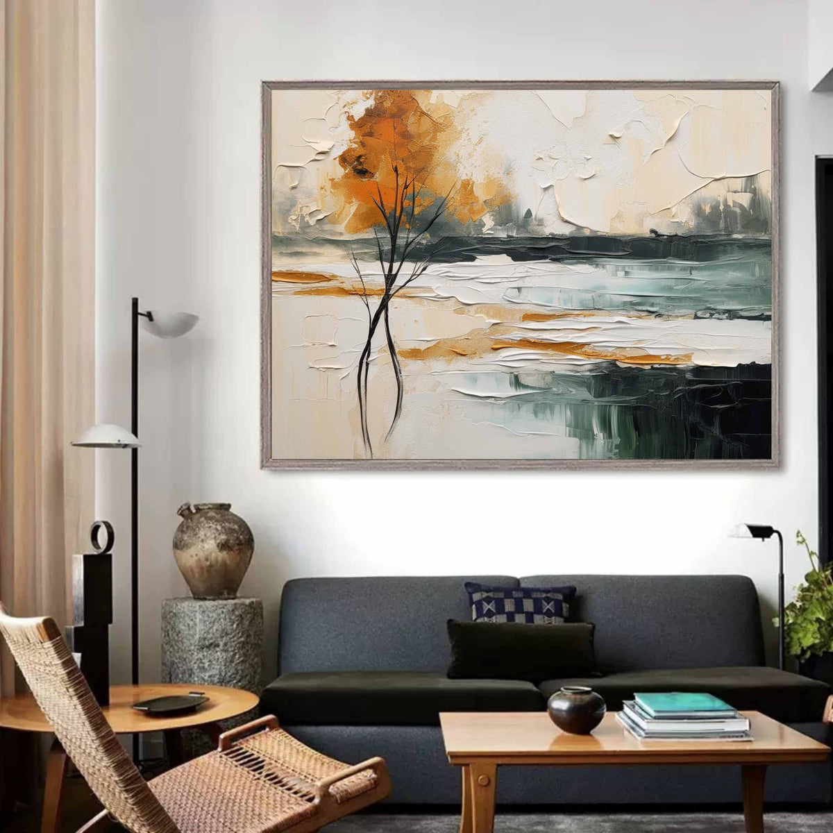Autumn Landscape Painting Impasto Textured Wall Art