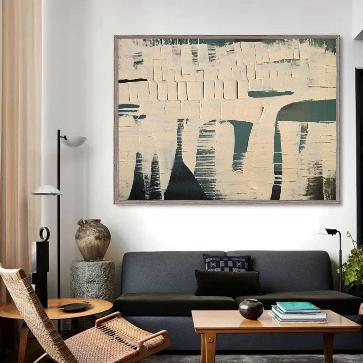 Textured Minimalist Abstract Bas-Relief Painting