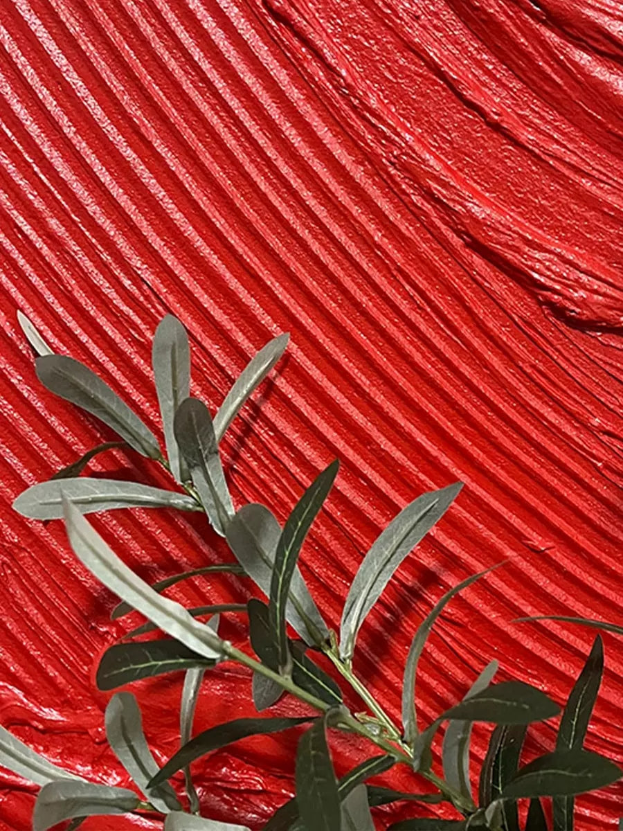 Vibrant Red Wave Texture Oil Painting