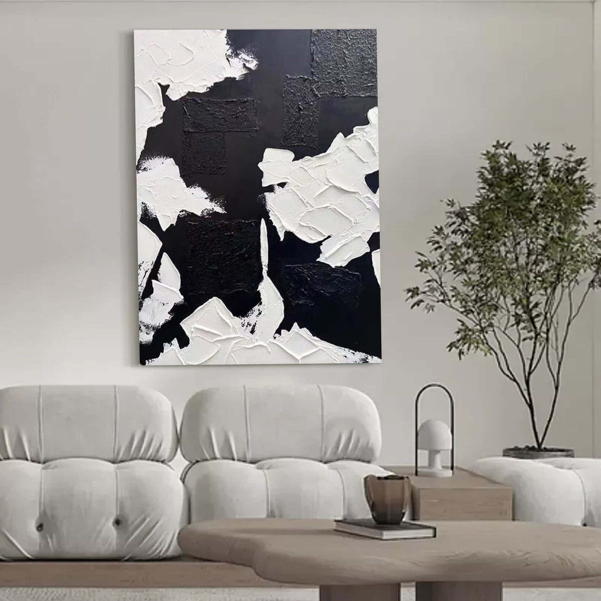 Wall Art Black White Irregular Block Abstract