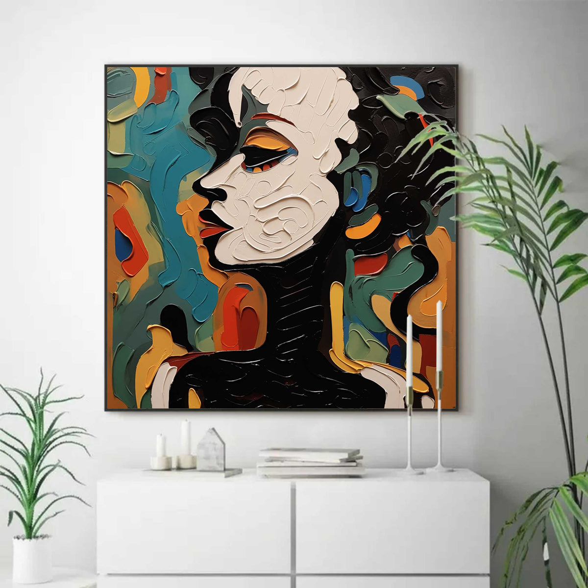 Wall Art Colorful Silhouette Vibrant Abstract