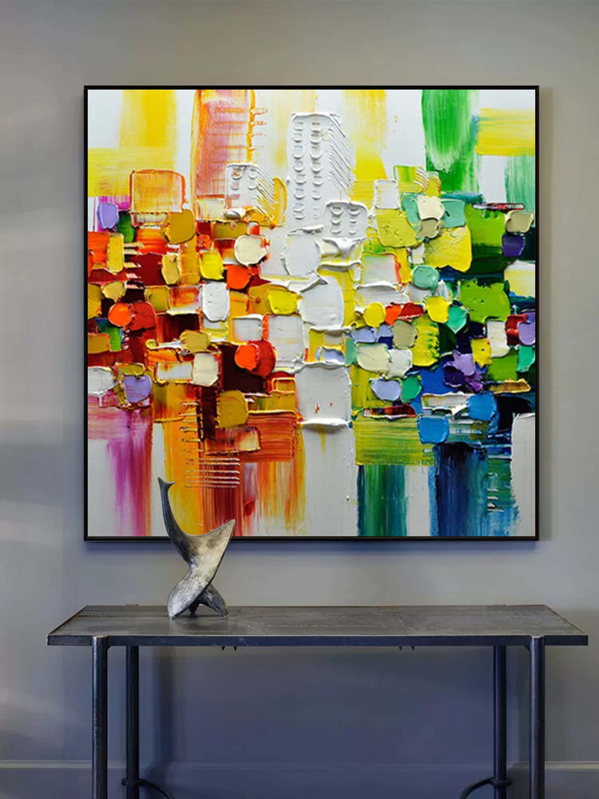 Vibrant Abstract Cityscape Oil Painting
