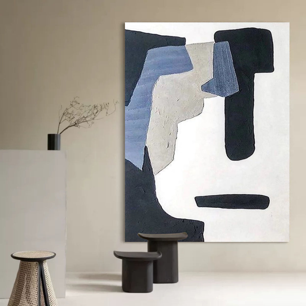 Wabi-Sabi Wall Art Geometric Block Abstract Painting