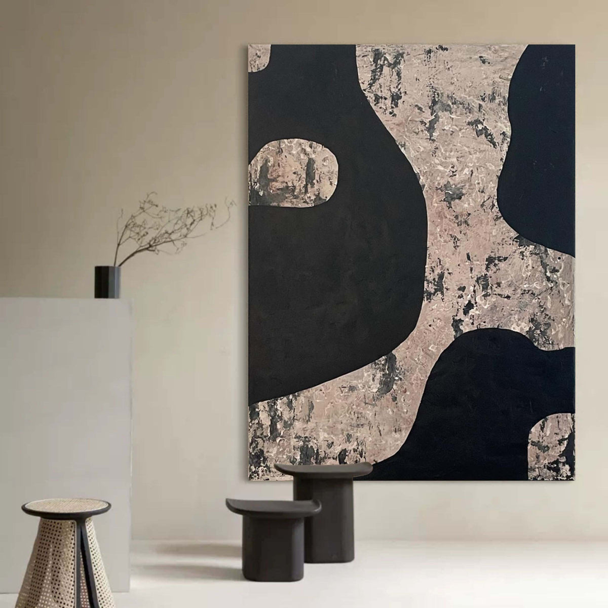Wall Art Vertical Abstract Cosmic Nebula Black
