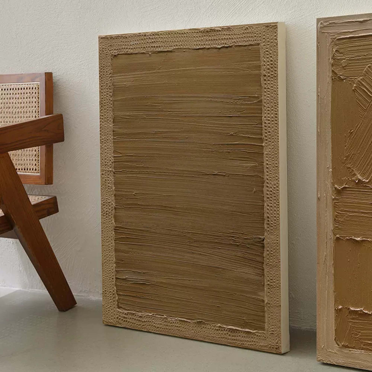 Wall Art Square Abstract Woven Reed Warm