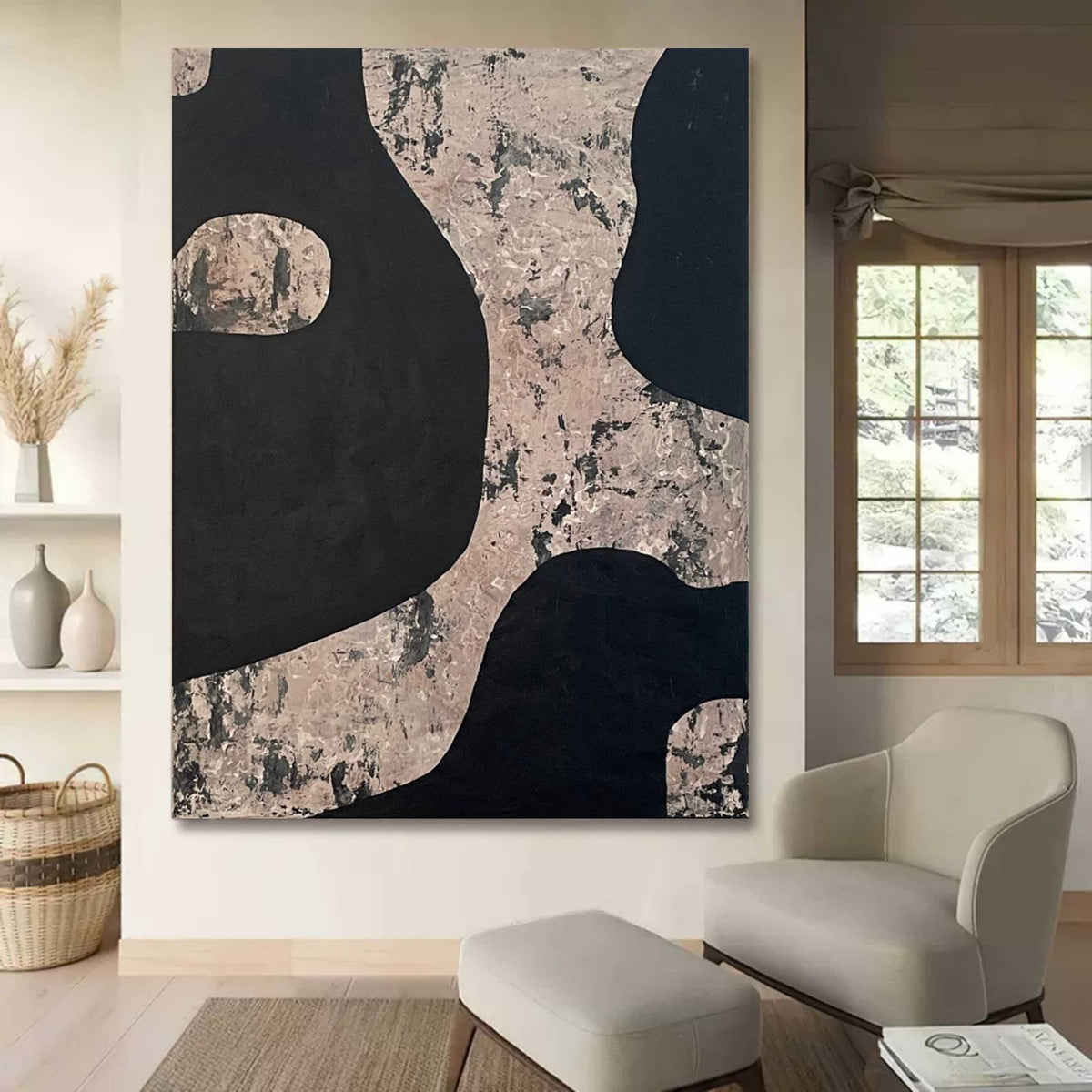 Wall Art Vertical Abstract Cosmic Nebula Black