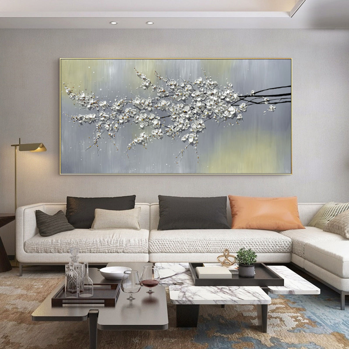 White Blossom Branch Panorama Painting