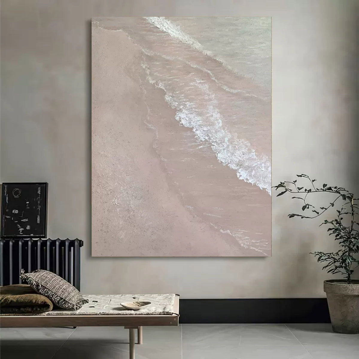 Wabi-Sabi Wall Art Soft Pink Beach Wave Painting