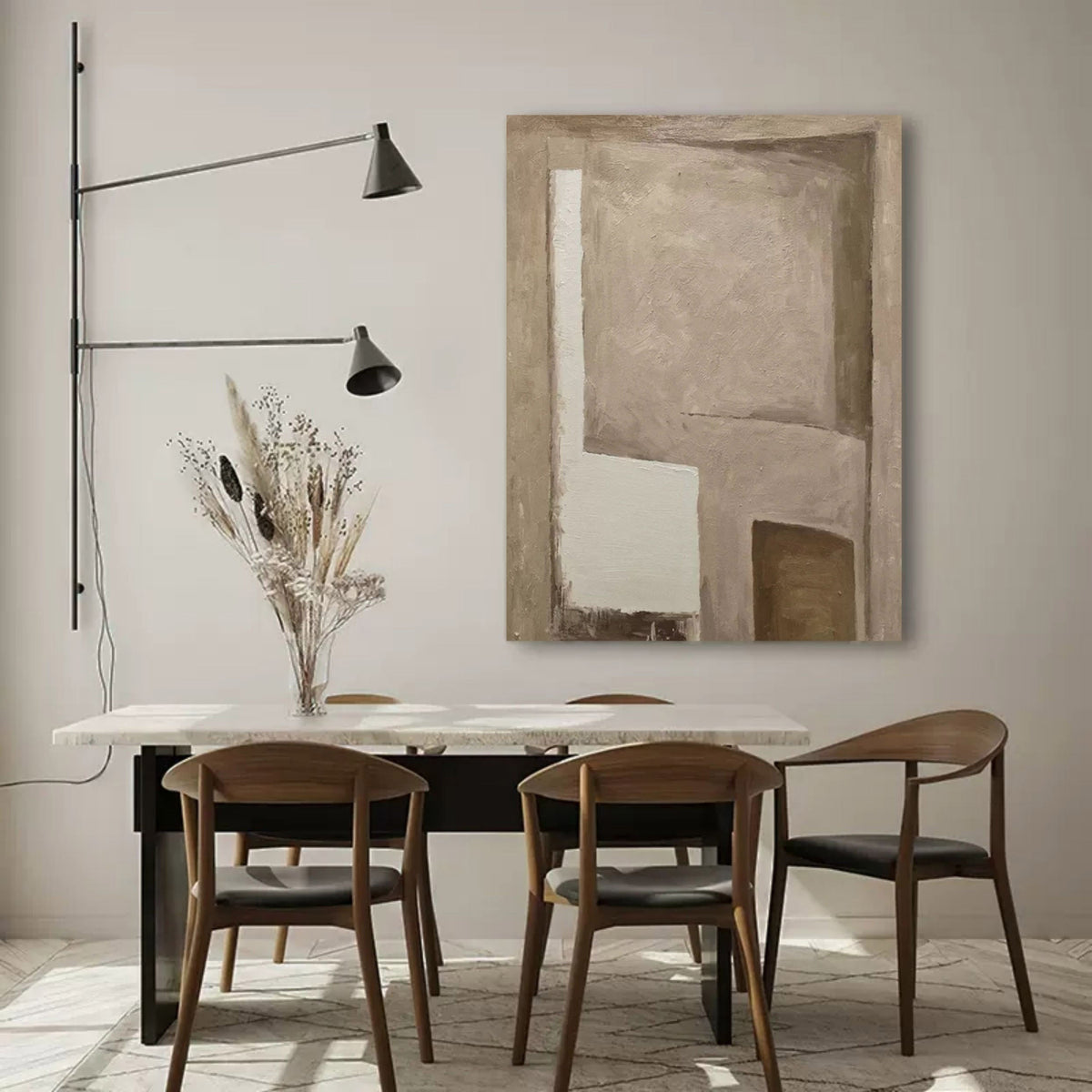 Wall Art Geometric Blocks Wabi-Sabi Warm Linen