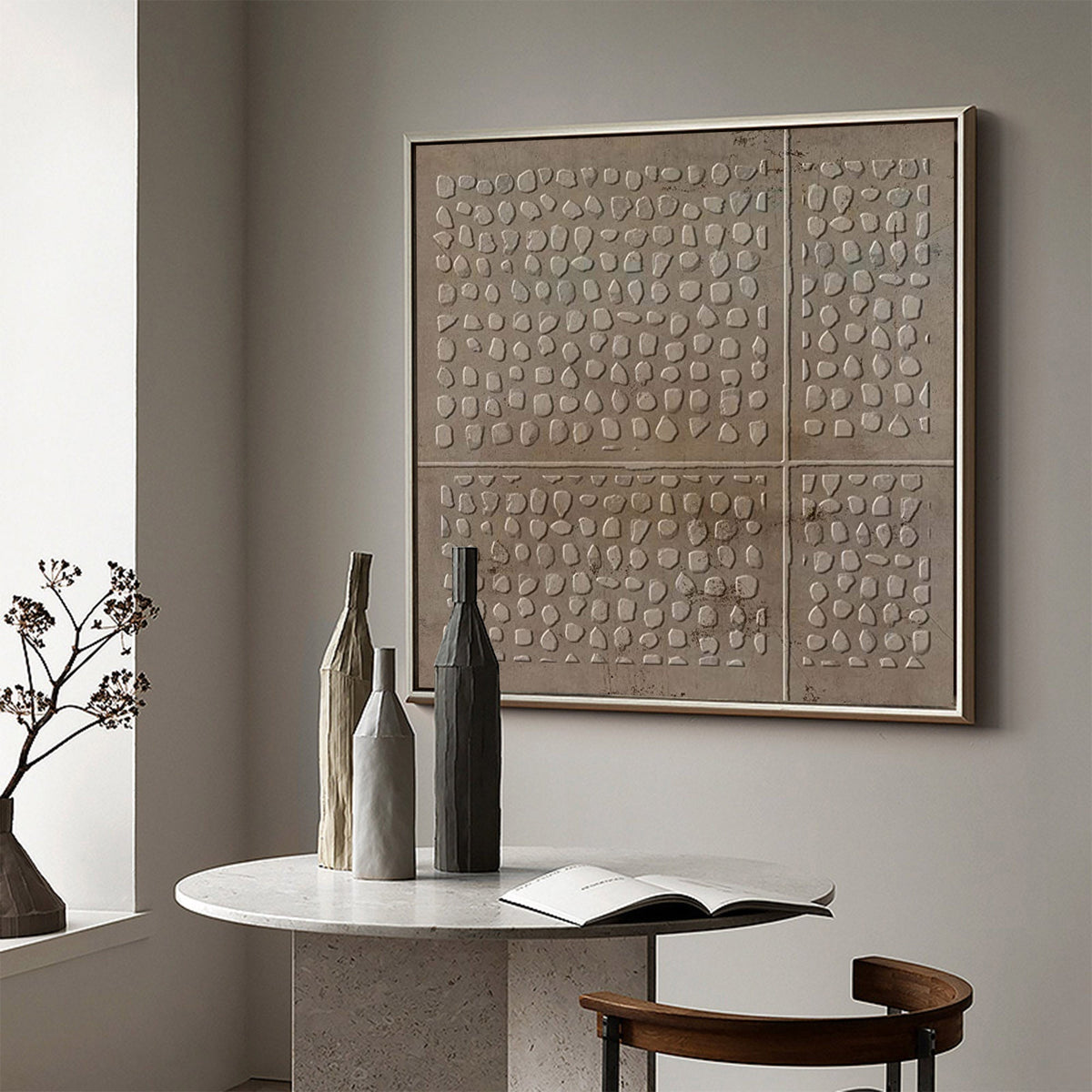 Minimalist Textured Relief Art Neutral