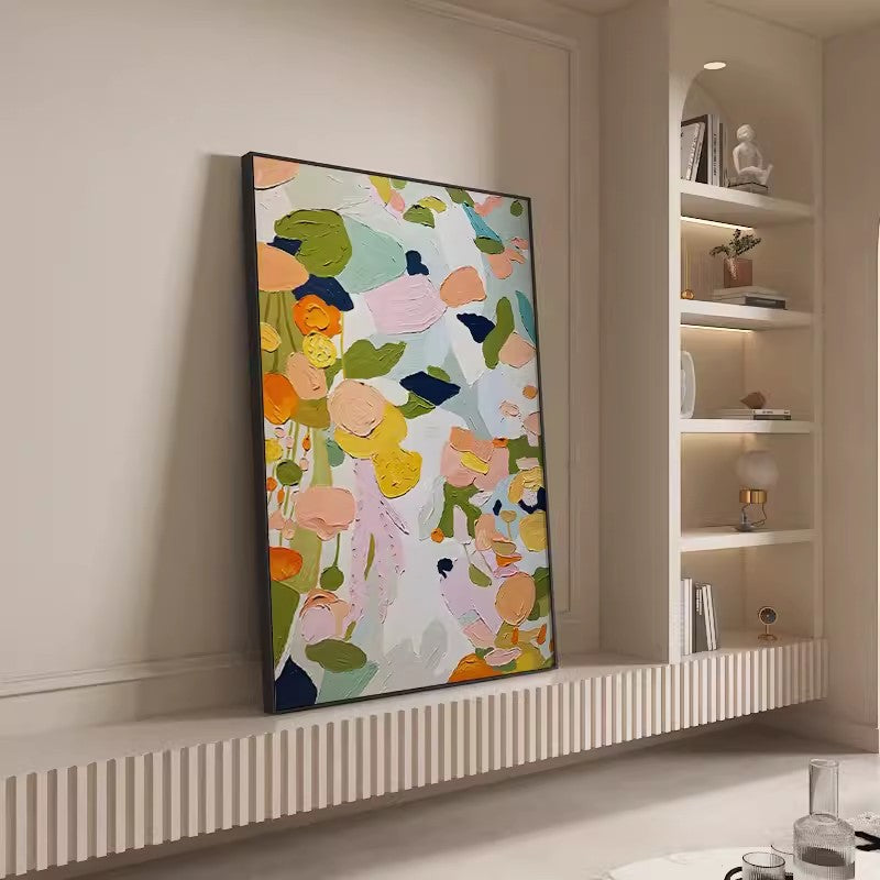 Textured Floral Impasto Painting Vibrant Pastels