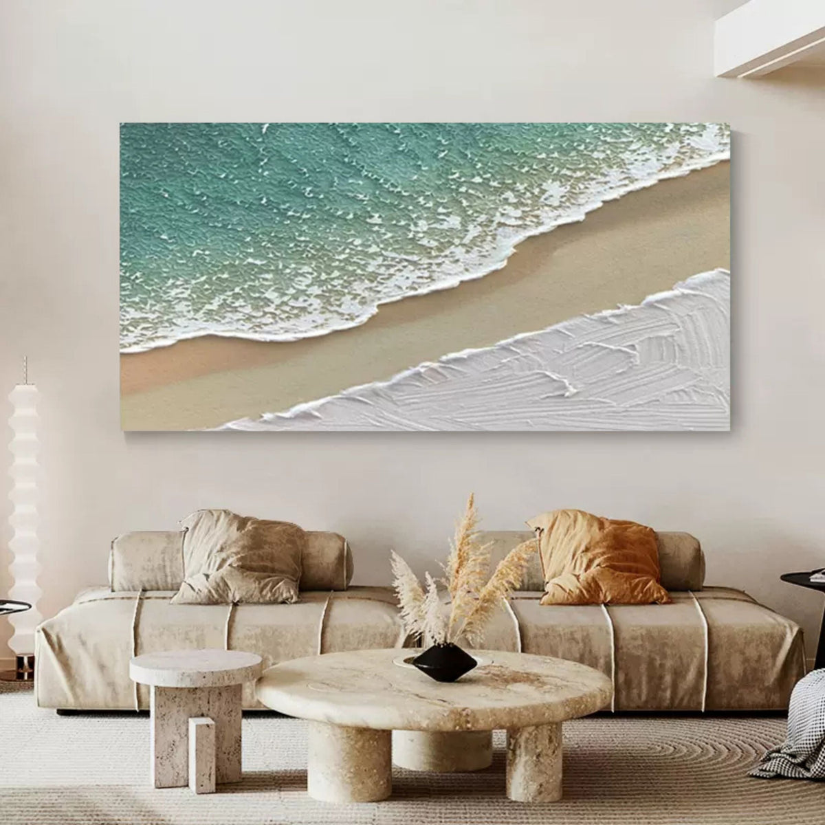 Plaster Tactile Coastal Wave Sand Textured Wall Art