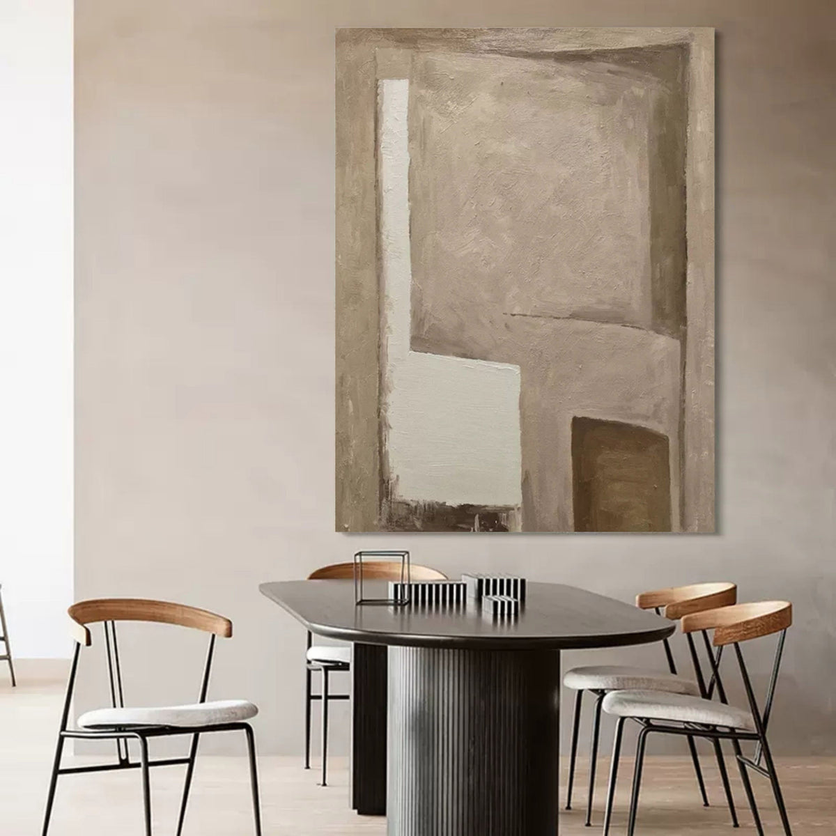 Wall Art Geometric Blocks Wabi-Sabi Warm Linen