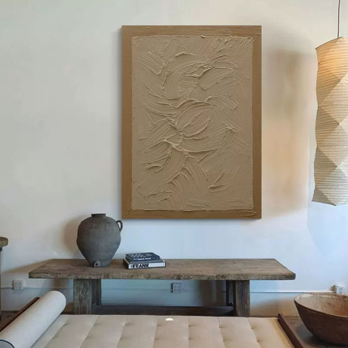 Wall Art Minimalist 3D Beige Textured