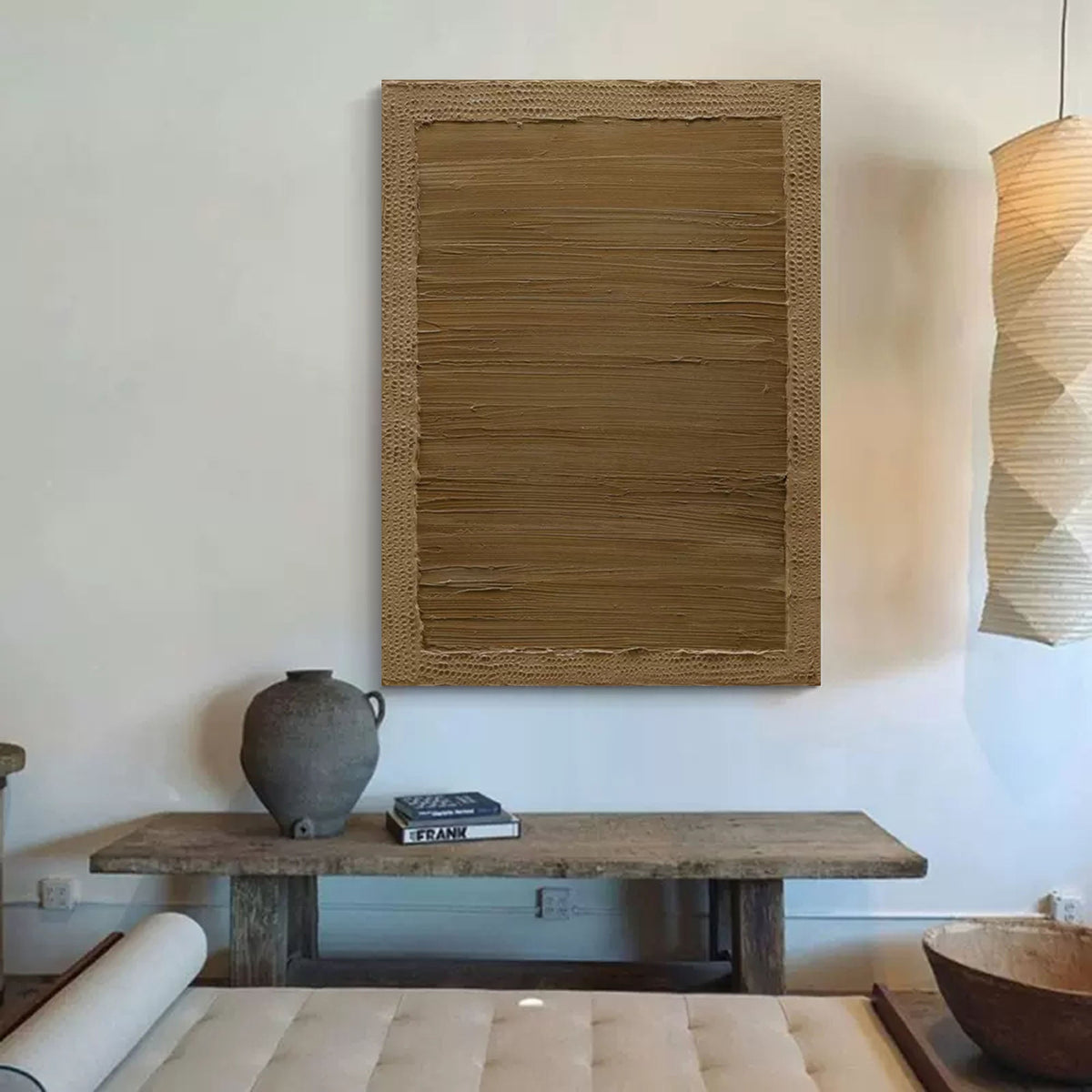 Wall Art Square Abstract Woven Reed Warm