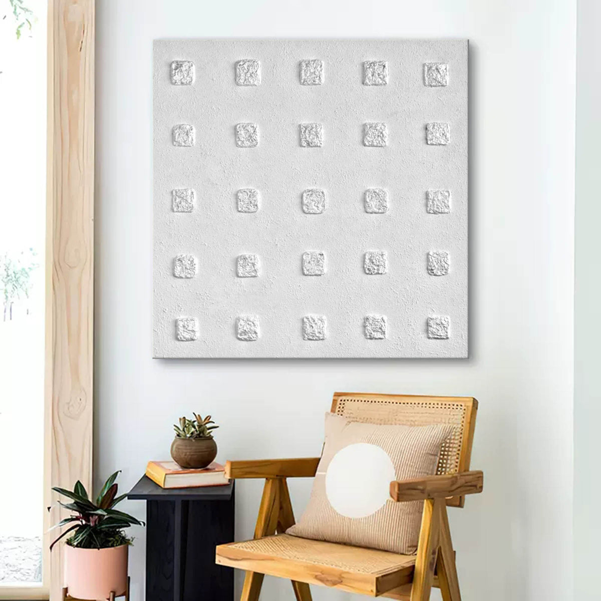 Wall Art Wabi-Sabi Square Grid Matrix Modern Linen