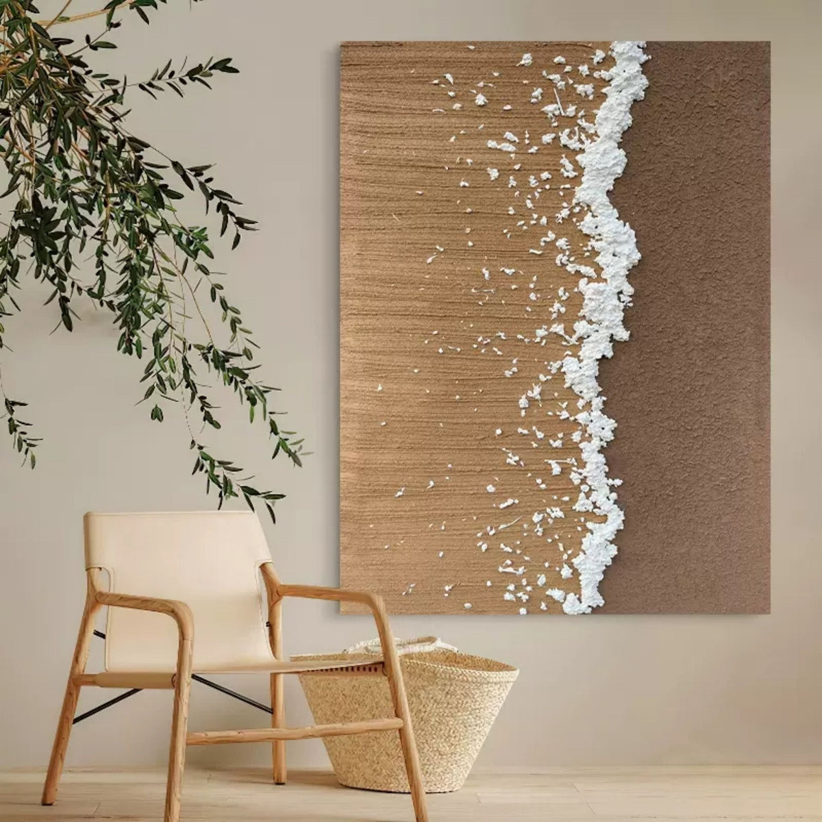 Wall Art Vertical Abstract Coastal Shore Brown