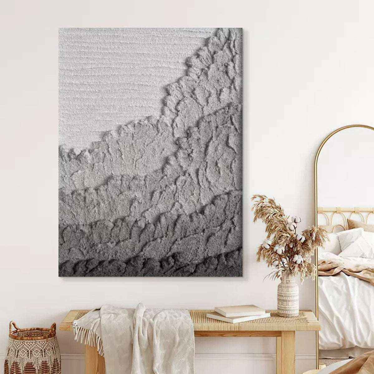 Gray Mountain Texture Wall Art Minimalist