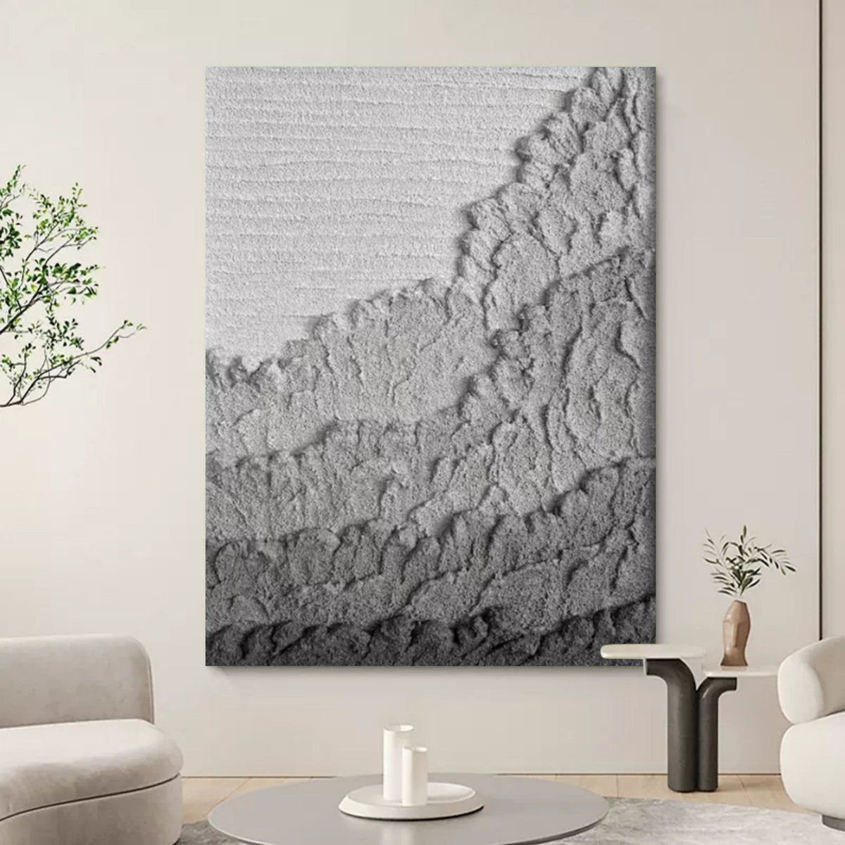 Gray Mountain Texture Wall Art Minimalist