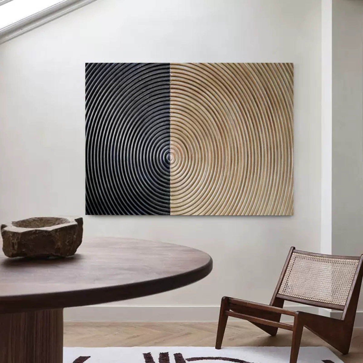 Concentric Circles Bas-Relief Painting