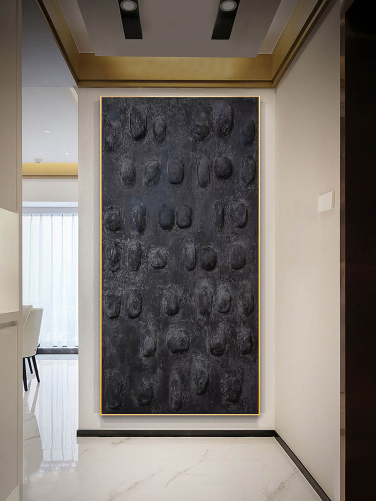 Plaster Art Dark Textured Stone Pattern Abstract Painting