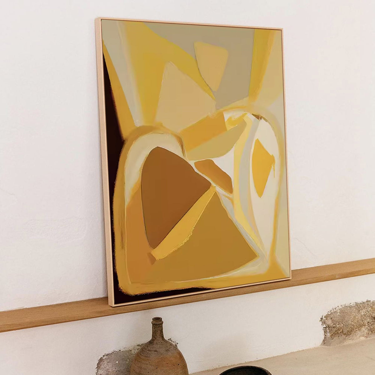 Warm Tonal Painting Golden Yellow Modern Wall Art