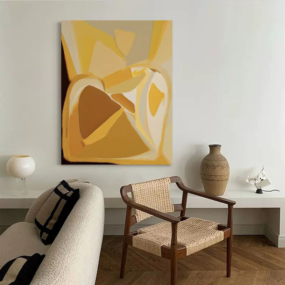 Warm Tonal Painting Golden Yellow Modern Wall Art