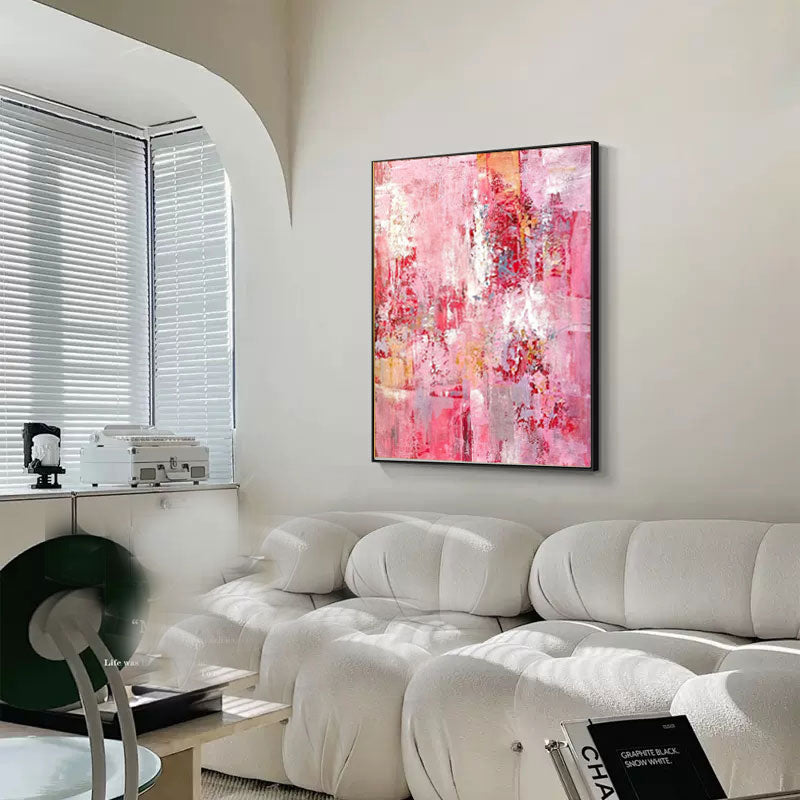 Wall Art Pink Abstract Canvas Contemporary Texture Living Room | Oil Creator