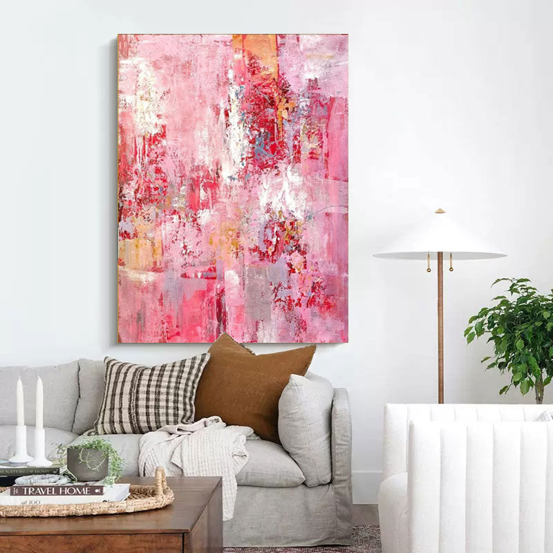 Wall Art Pink Abstract Canvas Contemporary Texture Living Room | Oil Creator