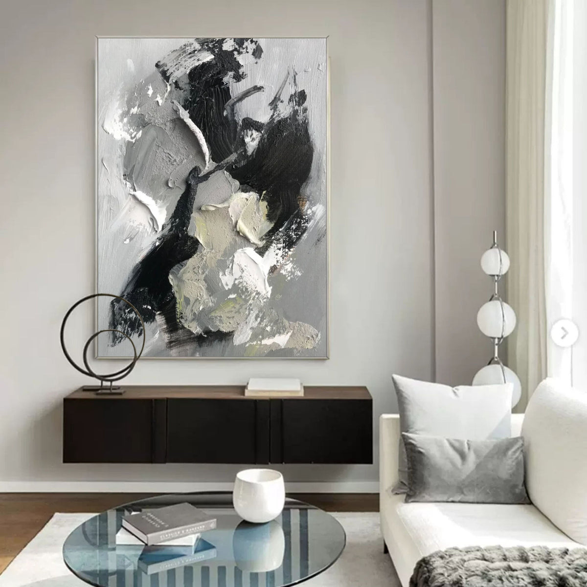 Wall Art Wabi-Sabi Abstract Dynamic Strokes Linen Canvas