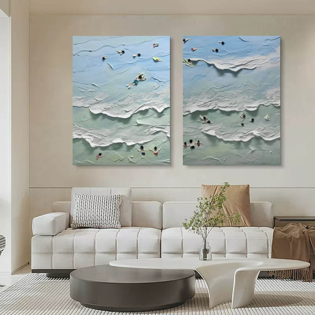 Diptych Painting Beach Scene 2-Piece Set