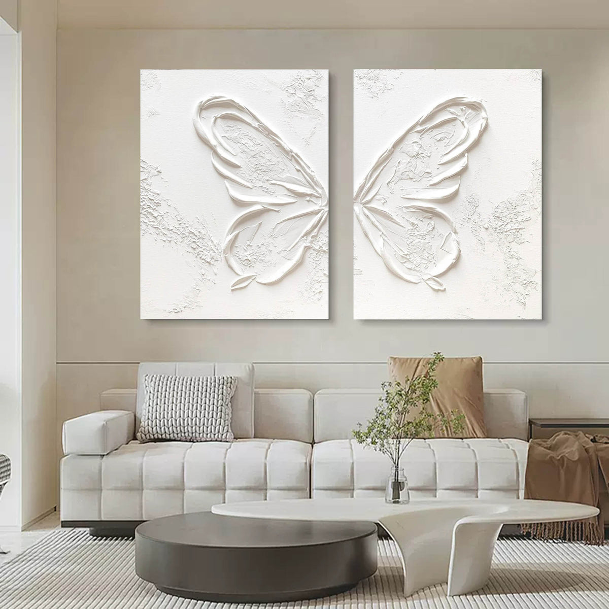 Monochrome Butterfly Wing Oil Painting