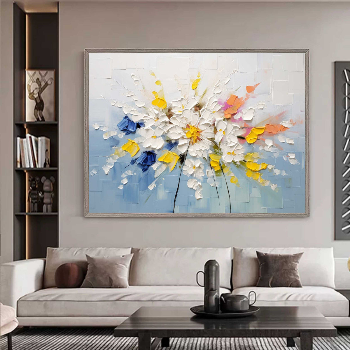 Tactile Impasto Floral Oil Painting Blooms Framed