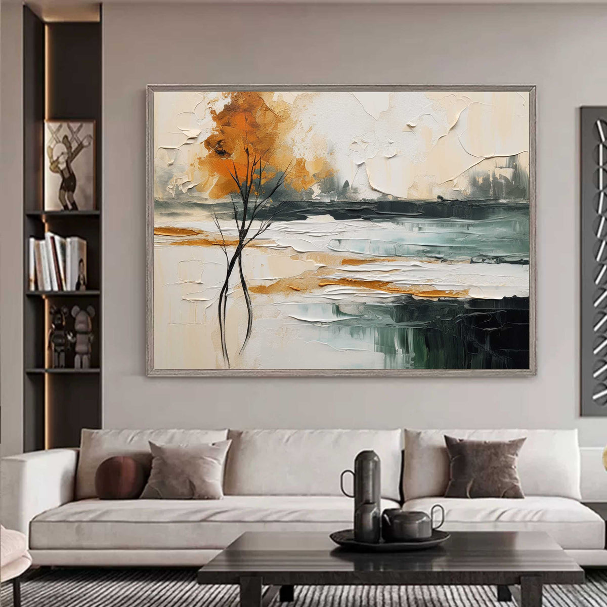 Autumn Landscape Painting Impasto Textured Wall Art