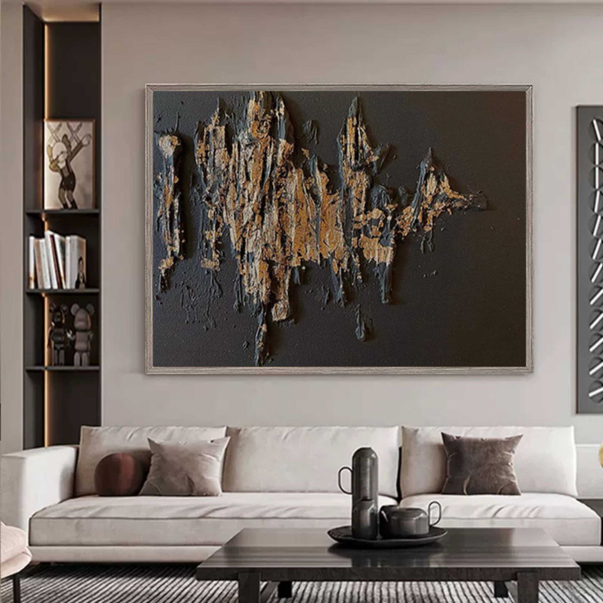 Black & Gold Impasto Abstract Painting