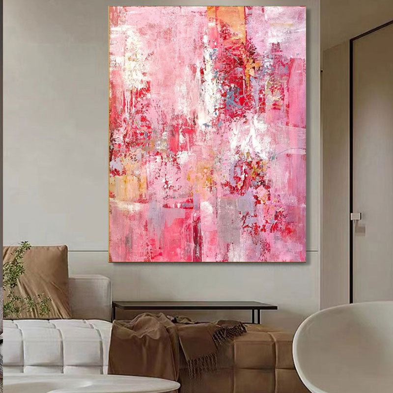 Wall Art Pink Abstract Canvas Contemporary Texture Living Room | Oil Creator