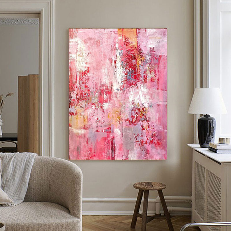 Wall Art Pink Abstract Canvas Contemporary Texture Living Room | Oil Creator