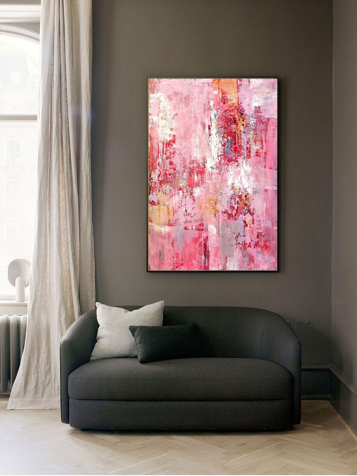 Wall Art Pink Abstract Canvas Contemporary Texture Living Room | Oil Creator