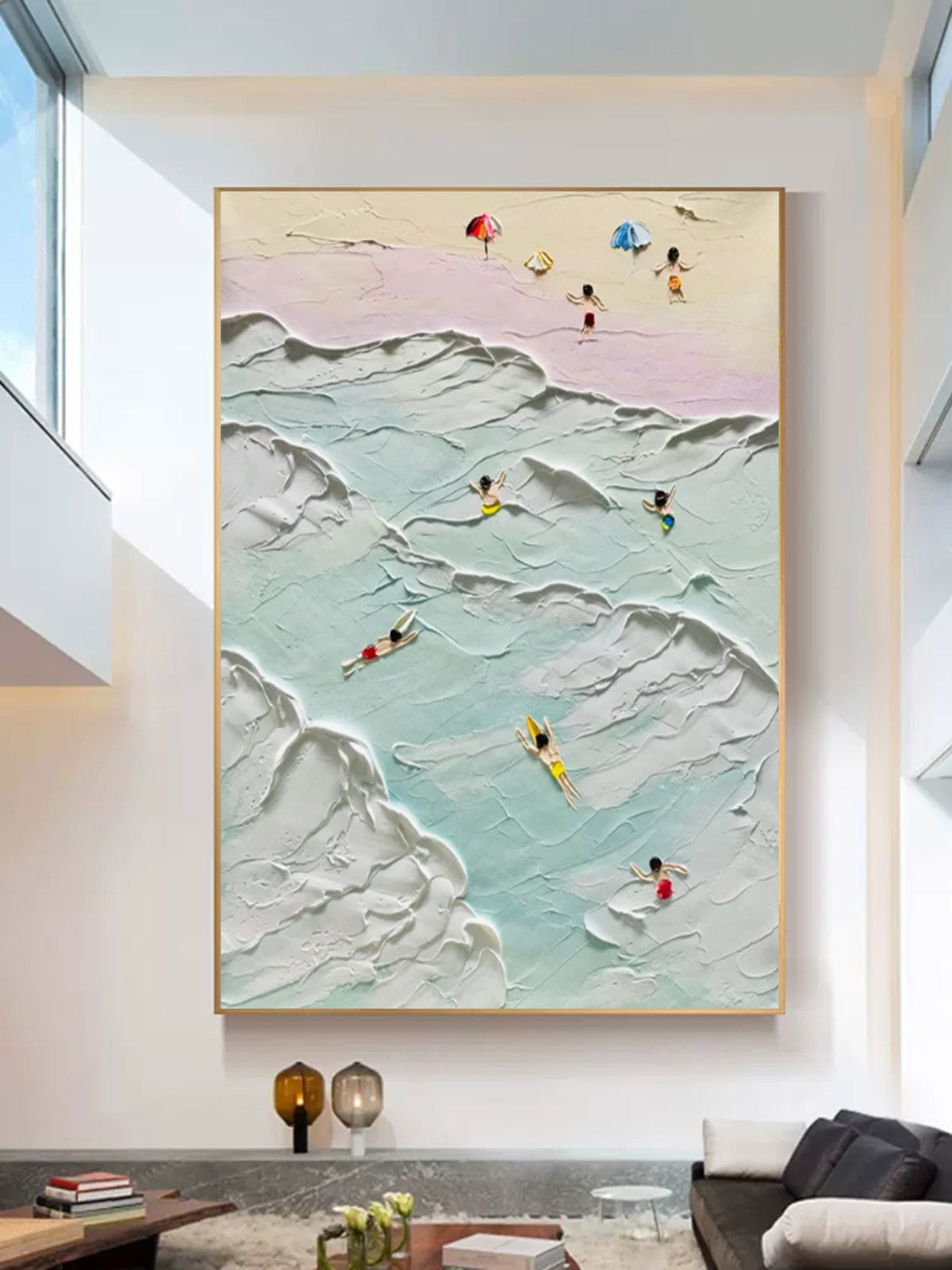 Aerial Beach Scene 3D Impasto Painting