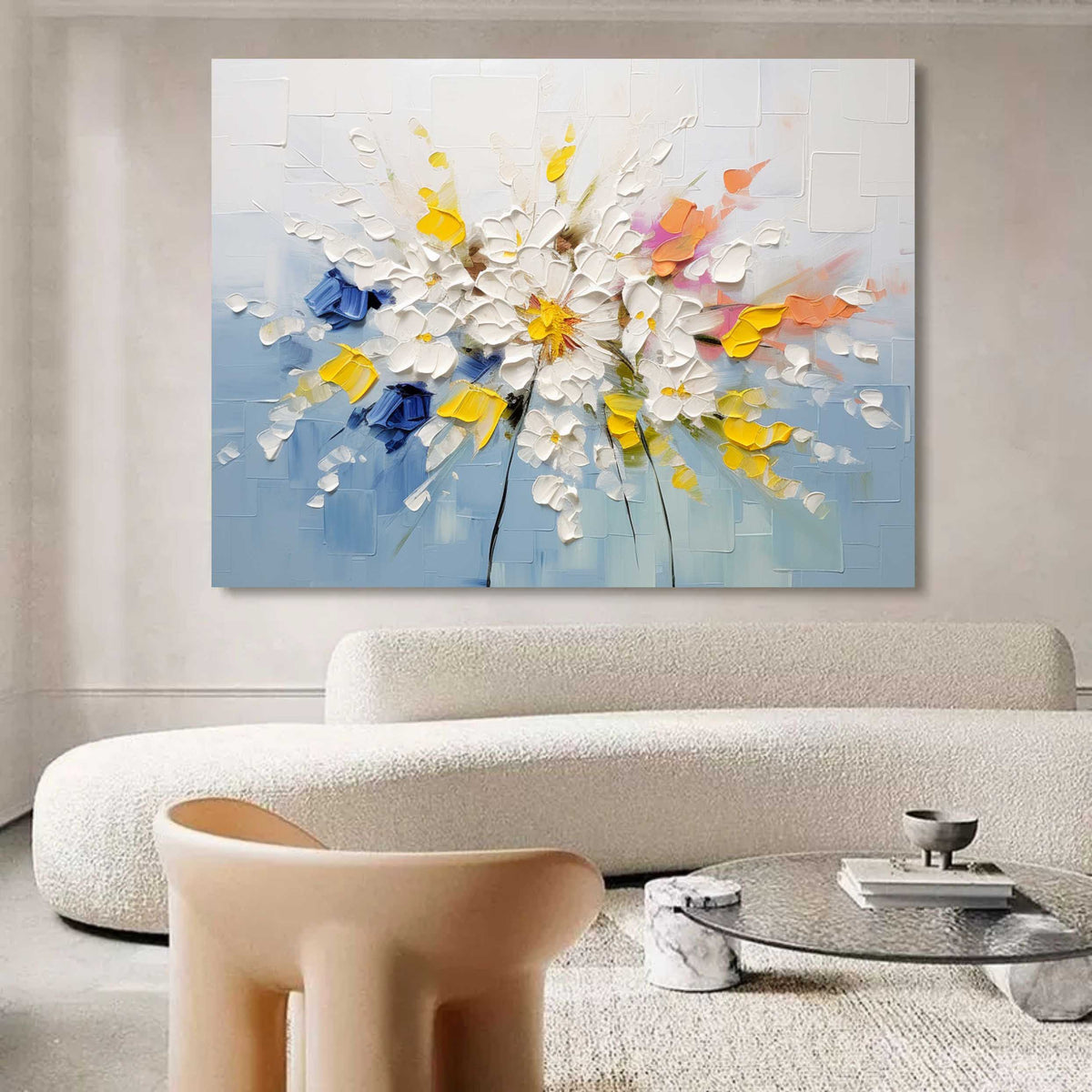 Tactile Impasto Floral Oil Painting Blooms Framed