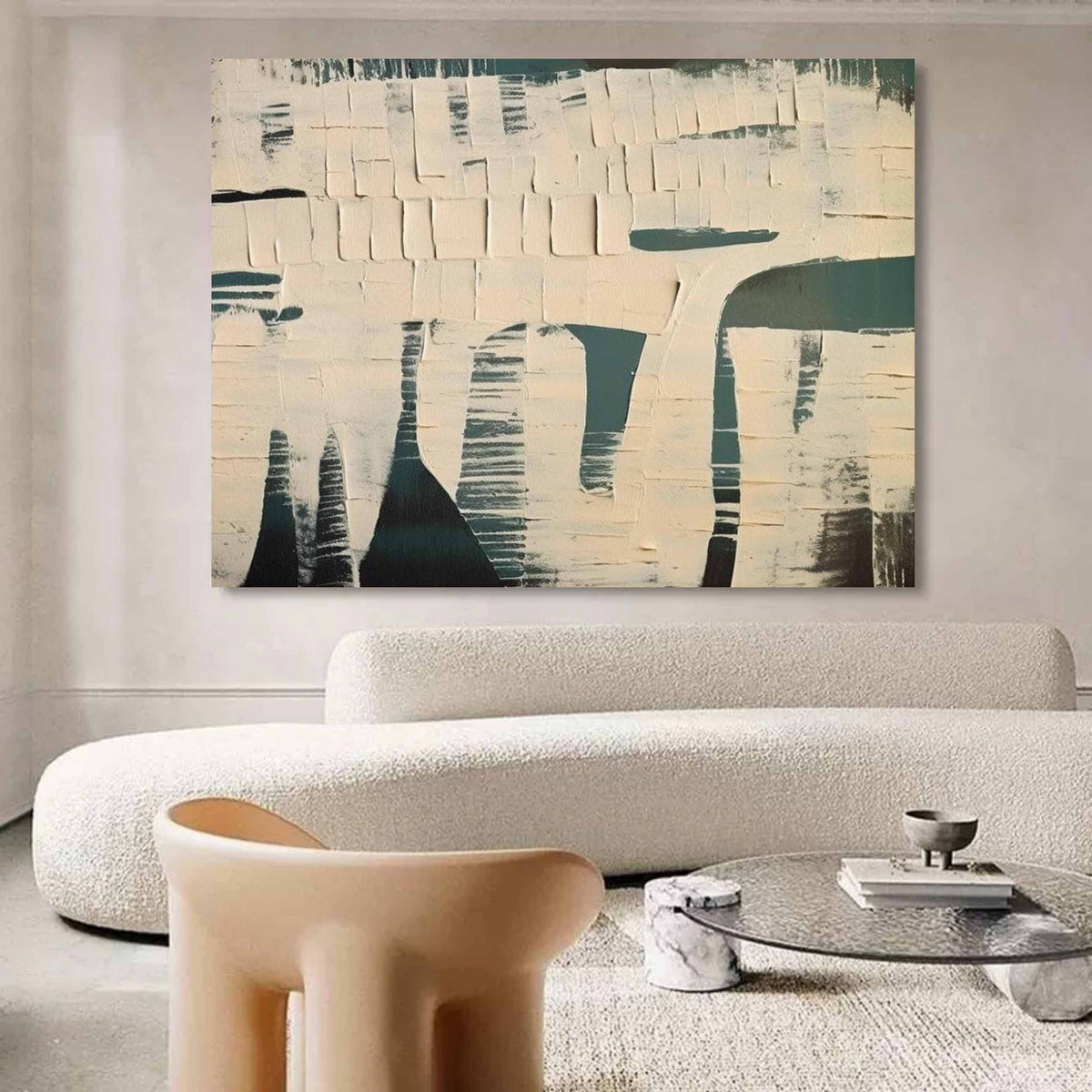 Textured Minimalist Abstract Bas-Relief Painting
