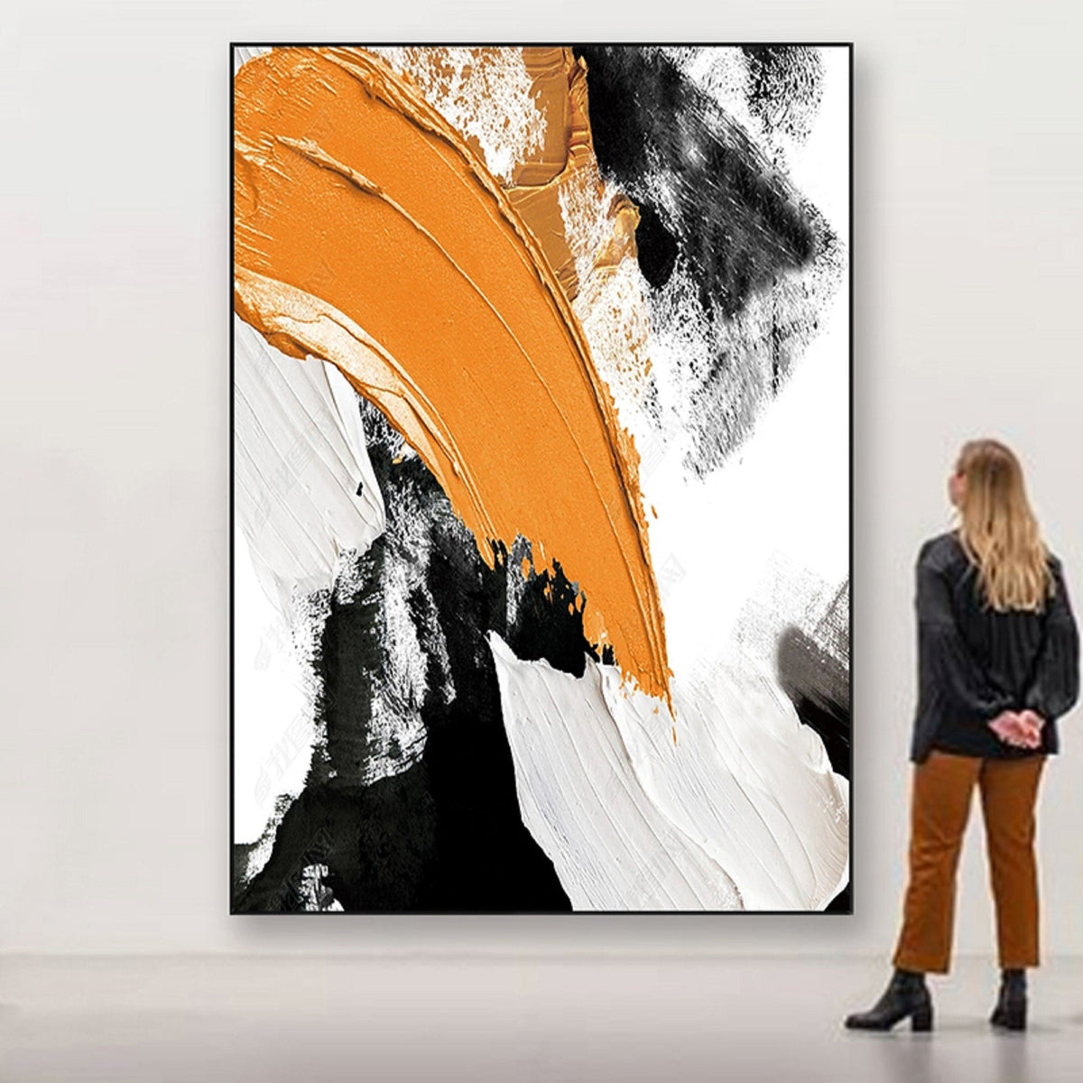Vibrant Orange Abstract Oil Painting