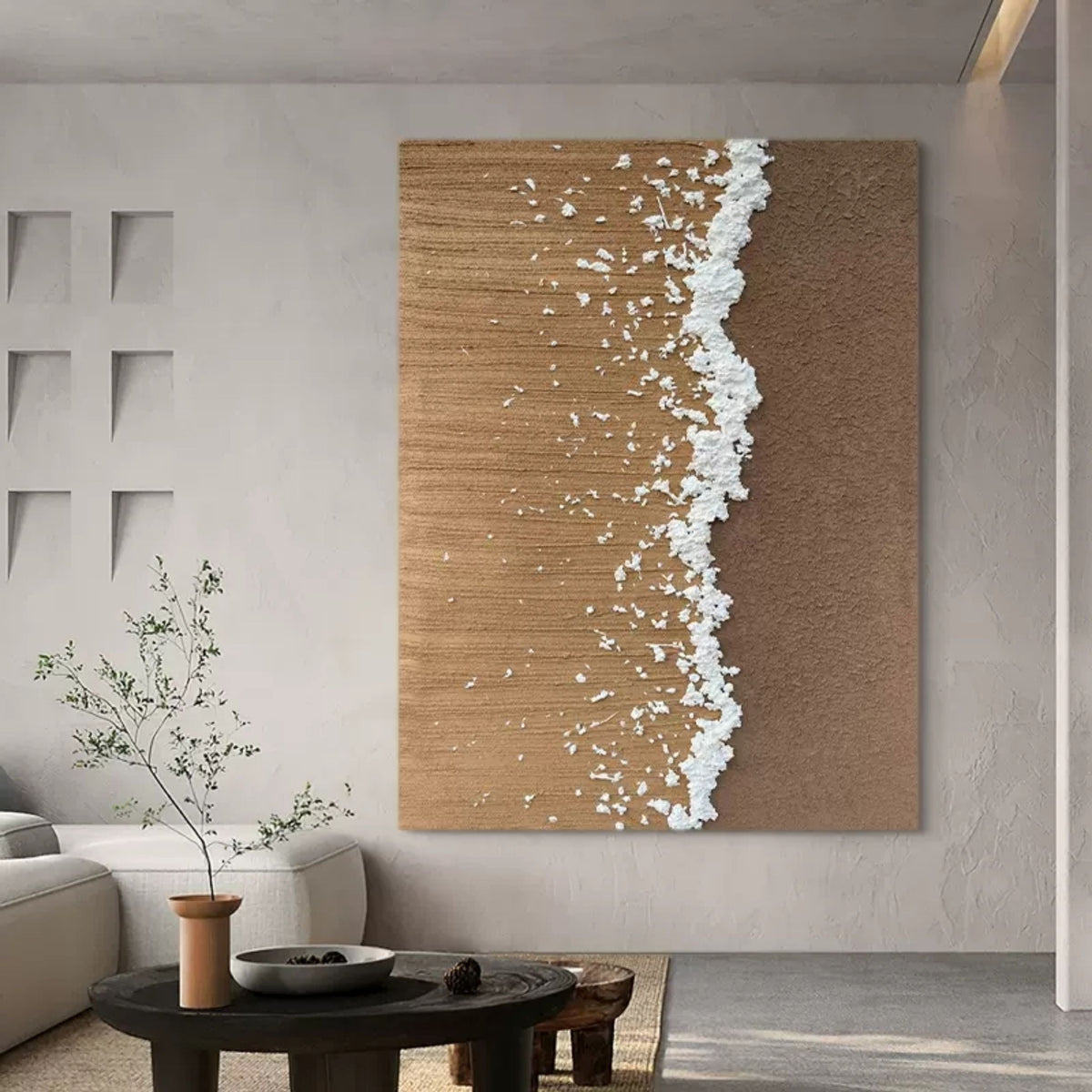 Wall Art Vertical Abstract Coastal Shore Brown