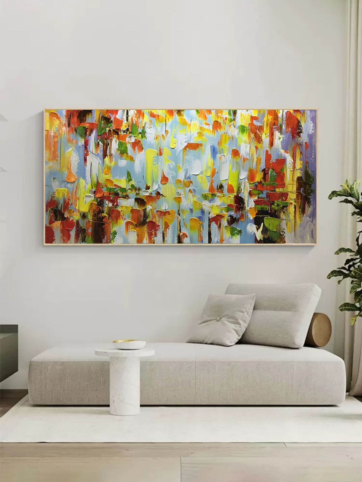 Wall Art Colorful Abstraction Dappled Linen Canvas