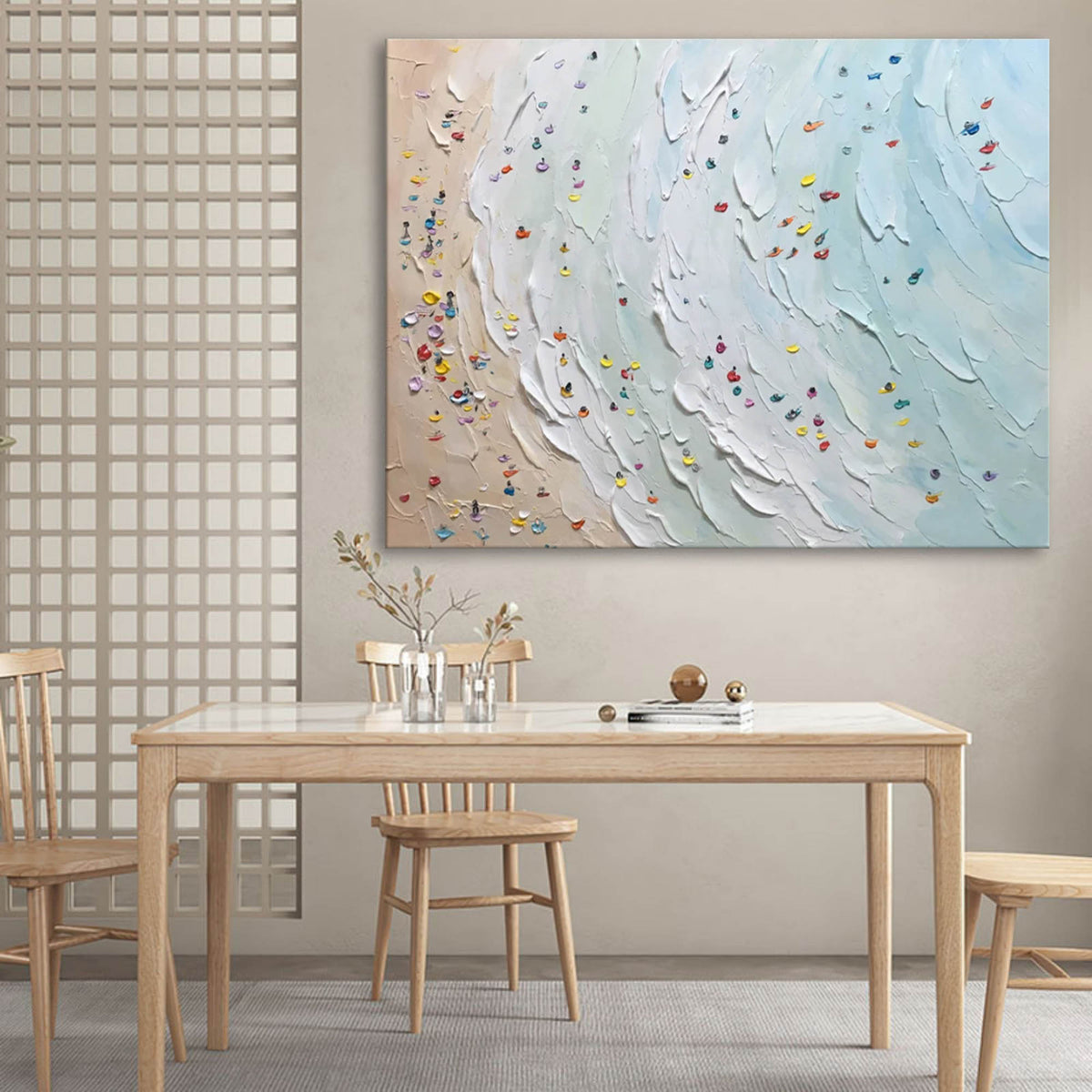 Beach Wave with Confetti Impasto Painting