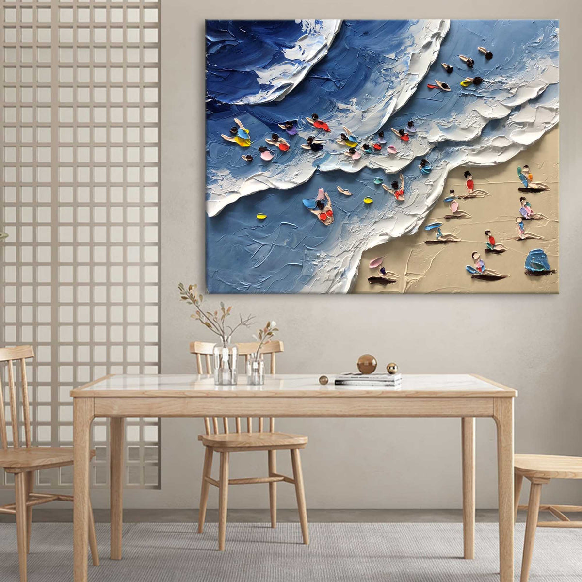 Aerial Beach Day Impasto Painting